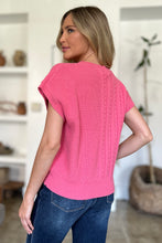 Load image into Gallery viewer, Cable-Knit Round Neck Short Sleeve Sweater (multiple color options)
