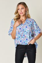 Load image into Gallery viewer, Printed V-Neck Short Sleeve Blouse (2 color options)
