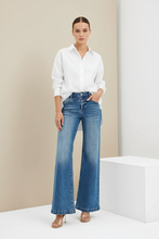 Load image into Gallery viewer, RISEN High Rise Wide Leg Jenas with Front Yoke and Heart Back Pocket
