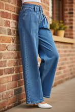 Load image into Gallery viewer, RISEN Mid Rise Fit Wide Leg with Pleated Detail Jeans
