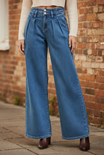 Load image into Gallery viewer, RISEN Mid Rise Fit Wide Leg with Pleated Detail Jeans
