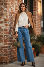 Load image into Gallery viewer, RISEN Mid Rise Fit Wide Leg with Pleated Detail Jeans
