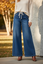 Load image into Gallery viewer, RISEN Mid Rise Wide Side Pintuck Jeans with Front Drawstring
