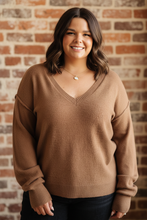 Load image into Gallery viewer, Back to Life V-Neck Sweater in Mocha
