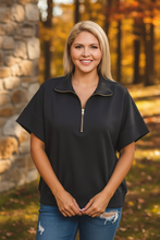 Load image into Gallery viewer, Power Play Scuba Half-Zip Top in Black
