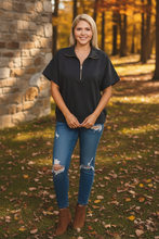 Load image into Gallery viewer, Power Play Scuba Half-Zip Top in Black
