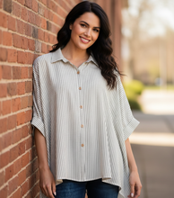 Load image into Gallery viewer, Tailored Transit Striped Boxy Shirt in Black
