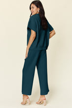 Load image into Gallery viewer, Texture Half Zip Short Sleeve Top and Pants Set (multiple color options)
