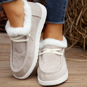 Lace Up Round Toe Furry Sneakers (multiple color options)