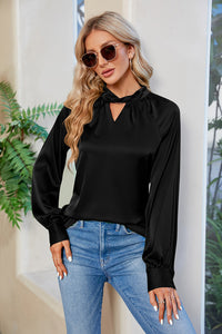 Cutout Mock Neck Long Sleeve Top (multiple color options)