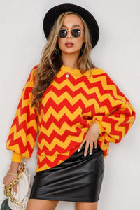 Chevron Lantern Sleeve Tunic Sweater (multiple color options)