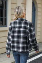 Load image into Gallery viewer, Pocketed Plaid Collared Neck Dropped Shoulder Jacket (multiple color options)
