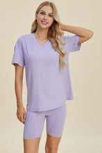 Load image into Gallery viewer, Ribbed V-Neck Short Sleeve Top and Shorts Set (multiple color options)
