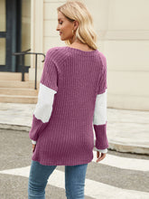 Load image into Gallery viewer, Color Block V-Neck Long Sleeve Top  (multiple color options)
