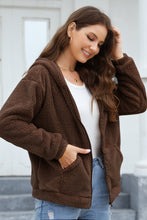 Load image into Gallery viewer, Zip Up Long Sleeve Fuzzy Hooded Outerwear (multiple color options)
