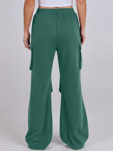 Elastic Waist Wide Leg Pants with Pockets (multiple color options)