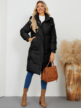 Load image into Gallery viewer, Long Sleeve Longline Hooded Winter Coat (multiple color options)
