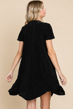 Load image into Gallery viewer, Notched Short Sleeve Dress in Black
