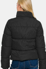 Load image into Gallery viewer, Zip Up Turtleneck Puffer Jacket with Pockets in Black
