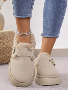 Thermal Fuzzy Buckle Platform Slippers (multiple color options)