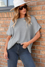 Load image into Gallery viewer, Slit Round Neck Short Sleeve Knit Top
