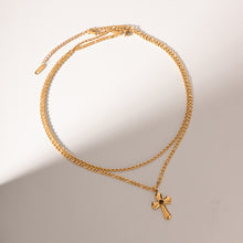 Load image into Gallery viewer, 18K Gold-Plated Double Layered Cross Necklace
