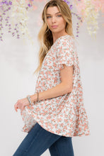 Load image into Gallery viewer, Floral Ruffled Short Sleeve Blouse
