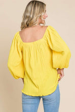 Load image into Gallery viewer, Texture Square Neck Puff Sleeve Top
