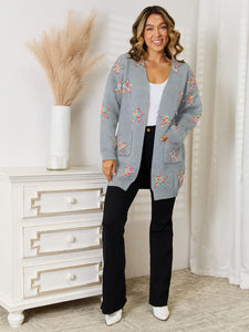 Star Pattern Open Front Cardigan with Pockets (multiple color options)