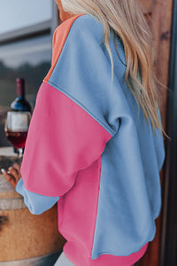 Color Block Round Neck Long Sleeve Sweatshirt (multiple color options)