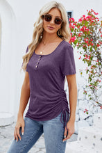 Load image into Gallery viewer, Ruched Square Neck Short Sleeve Top (multiple color options)
