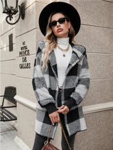 Load image into Gallery viewer, Plaid Long Sleeve Hooded Coat (multiple color options)
