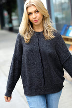 Load image into Gallery viewer, Dreamy &amp; Cozy Charcoal Exposed Seam Melange Sweater
