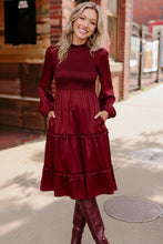 Load image into Gallery viewer, Starlit Elegance Tiered Dress in Merlot
