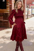 Load image into Gallery viewer, Starlit Elegance Tiered Dress in Merlot
