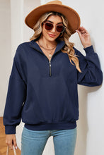 Load image into Gallery viewer, Half Zip Dropped Shoulder Sweatshirt (multiple color options)
