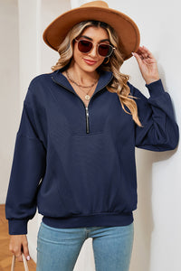 Half Zip Dropped Shoulder Sweatshirt (multiple color options)