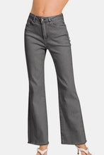 Load image into Gallery viewer, Acid Washed Frayed Hem Bootcut Jeans in Dark Grey
