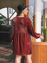 Load image into Gallery viewer, Lace Detail V-Neck Long Sleeve Mini Dress
