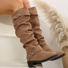 Load image into Gallery viewer, Buckle Round Toe Block Heel Boots (multiple color options)
