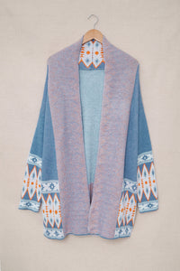 Geometric Open Front Long Sleeve Cardigan (multiple color options)