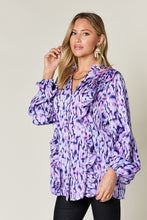 Load image into Gallery viewer, Printed Ruffle Trim Balloon Sleeve Shirt
