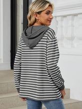 Load image into Gallery viewer, Drawstring Striped Long Sleeve Hoodie (multiple color options)
