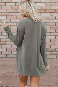 Textured Open Front Long Sleeve Cover Up