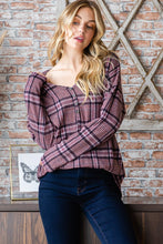 Load image into Gallery viewer, Plaid V-Neck Long Sleeve Top
