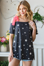 Load image into Gallery viewer, Star Print Asymmetrical Neck Short Sleeve Top
