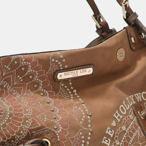 Nicole Lee USA Side Braided Tassel Inlaid Rhinestone Embroidery Hobo Bag  (multiple color options)