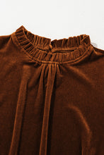 Load image into Gallery viewer, Frill Mock Neck Puff Sleeve Blouse
