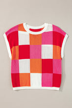 Load image into Gallery viewer, Color Block Round Neck Cap Sleeve Knit Top (multiple color options)
