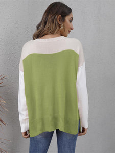 Color Block Round Neck Sweater (multiple color options)